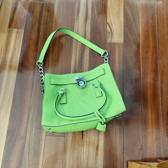 MICHAEL Michael Kors Handbags - michael kors green leather bag w/ lock & key